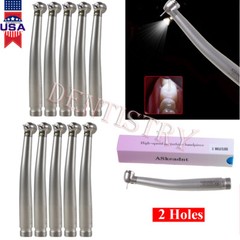 10* Dental LED Fiber Optic E-generator High Speed Handpiece Push Button 2 Hole