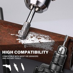 HAUTMEC Tungsten Carbide Rotary Burr Bit Shank Diameter – 1/4in(6mm), Silver
