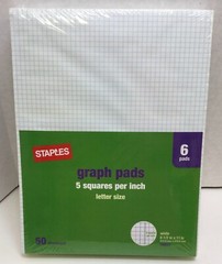 Staples Graph Pads, 5 Squares Per Inch, Letter Size, 50 Sheets Per Pad, 6 Pads