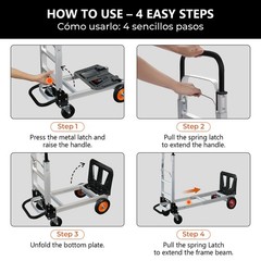 Convertible Aluminum Hand Truck Foldable Dolly Platform Cart 500lbs Heavy Duty