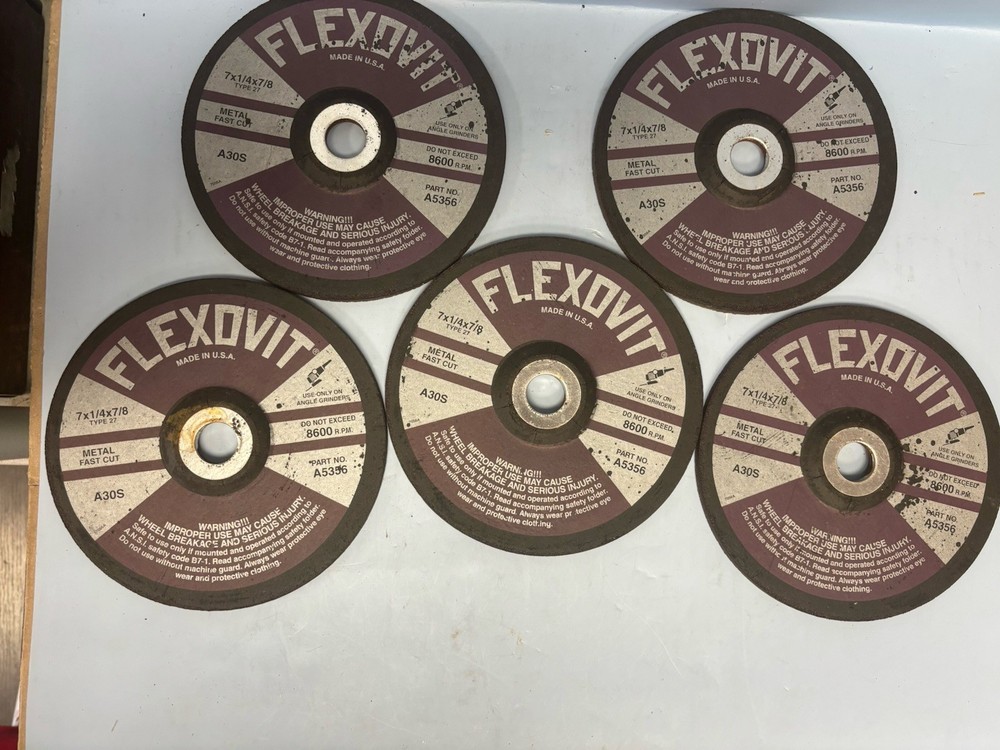 Flexovit 7 x 1/4 x 7/8 Type 27 Grinding Wheel Part # A5356 Metal Fast Cut