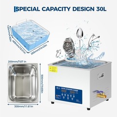 40kHz Ultrasonic Cleaner Heated Parts Cleaner Digital Timer 6L 10L 15L 22L 30L