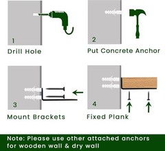 Heavy Duty Black Shelf Brackets 6 Pack Industrial Floating Wall Mount Fast Ship
