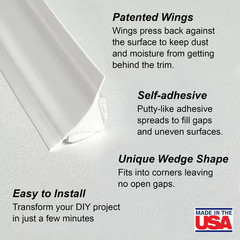 1/2 In. X 10 Ft. White PVC inside Corner Self-Adhesive Flexible Caulk and Trim M