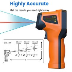 NJTY T600 Infrared Thermometer Laser Temperature Gun For Cooking Pizza Oven Gril