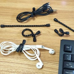 20PCS Black Rubber Twist Ties,10x 4-inch, 10x 6-Inch,Reusable Bendable Cable Tie