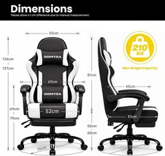 Gaming Chair Gamer Game Ergonomic with Footstool Lumbar Support Deep Black | …
