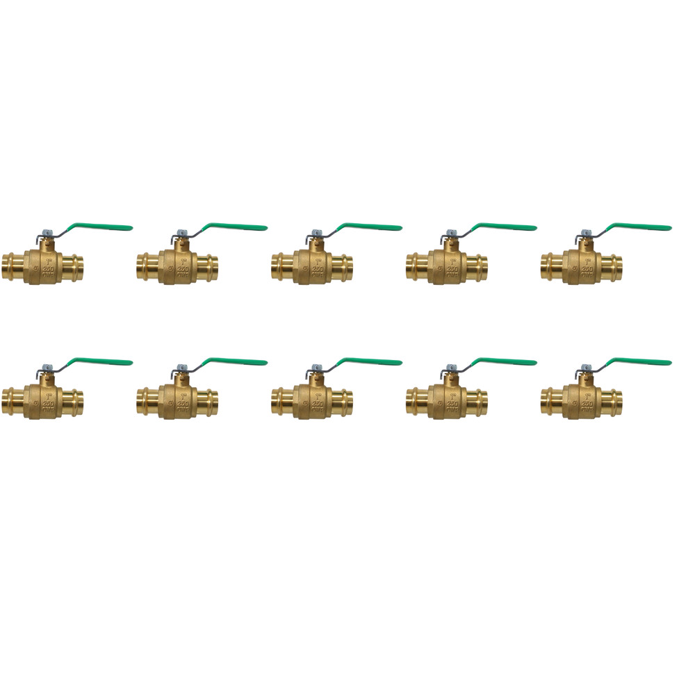 10 Pack XFITTING 1″ Press Ball Valve, Lead Free Brass, Full Port, ProPress