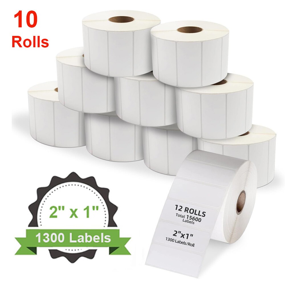 10 Rolls 2″x1″ Direct Thermal Shipping Labels for Zebra Eltron & Rollo 1300/Roll