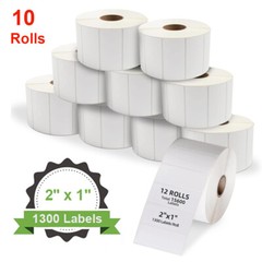 10 Rolls 2″x1″ Direct Thermal Shipping Labels for Zebra Eltron & Rollo 1300/Roll