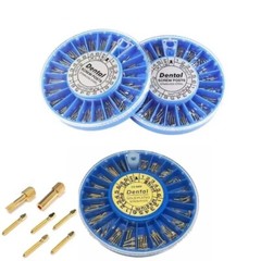Dental Screw Post Completed Kit SS/Gold Plated Titanium Conical Root Canal Pins
