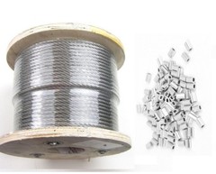 25′ 50′ 75′ 100′ 200′ 250′ 500′ 1000′ 0.8mm T316 Stainless steel cable & Sleeves