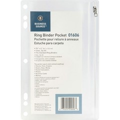 Clear Zip Closure Storage Binder Pocket for Office Supplies and Small Items