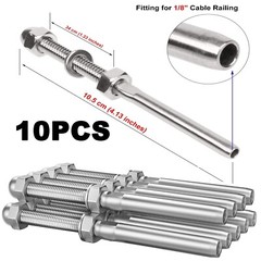 T316 Stainless Steel Swage Threaded Tensioner End Fittings 1/8″ Cable Railing.