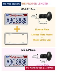 M5 License Plate Screws for Tesla & BMW – Black Stainless Steel License Plate Bo