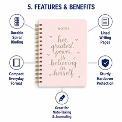 Spiral Notebook – 6×8 Inches Dayna Lee Collection Wirebound Hardcover Spiral …