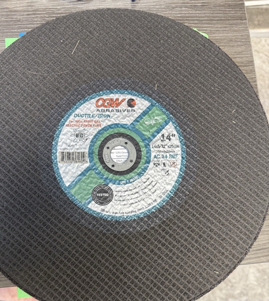 CGW 14 x 5/32 x 20mm High Speed Cut-Off Wheel for Gas/Electric Power Saws USA