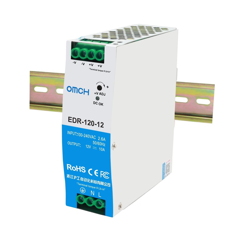EDR-120-12 DIN Rail Power Supply 12V 10A 120W, Slim Switching Power Supply wi…