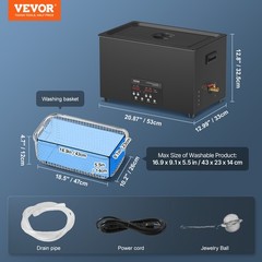 VEVOR Ultrasonic Cleaner 30L Cleaning Machine with Timer Heater & Basket 600W