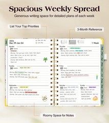 2026 Hardcover Weekly Monthly Planner A5 Spiral Agenda Wildflower Cover
