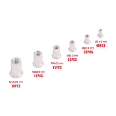 Flat Head Thread Insert Nut Metric Rivet Nut Assorment Kit M3 M4 M5 M6 M8 M10