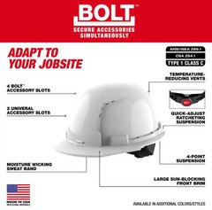Milwaukee BOLT White Type 1 Class C Hard Hat/ Clear Dual Coat Lens Eye Visor Set