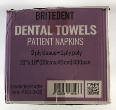 2 Cases Patient Bibs 13 x 18 Purple 3-ply Towels 500 Ct. Boxs Dental Towels