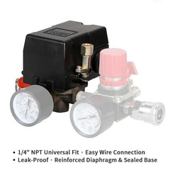 Air Compressor Pressure Switch 90-125 PSI, 26A Heavy Duty 1/4″ NPT Single Por…