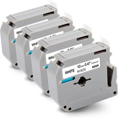 4pk Label Maker Tape 12mm 0.47 – fits Brother M-K231s P-Touch BLACK on WHITE