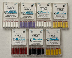 Quala Dental Endodontic H-Files 21mm, 25mm Mulitple Sizes 6pk W/ Endo Stops