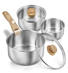KOCH SYSTEME CS 18/10 Stainless Steel Saucepan Set Removable Handle, 1.5QT & …