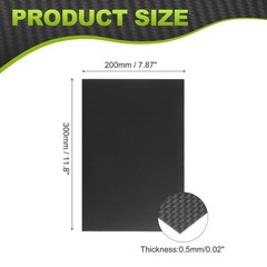 200 x 300 x 0.5mm Carbon Fiber Board Plate Glossy Laminate Plain Weave Panel