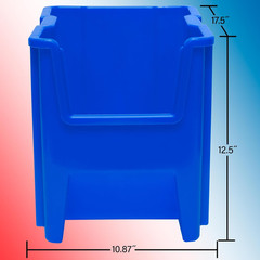 Heavy Duty Stackable Plastic Storage Bins, Gray, 4-Pack, 17.5″x11″x12.5