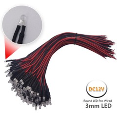 3mm 5mm led diode 20cm Pre-wired DC5V 12V 24V Red Green white led Lamp 10pcs