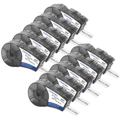 10PK For Brady BMP21 Label Cartridge M21-750-595-WT Black/White Vinyl 3/4″ x21′