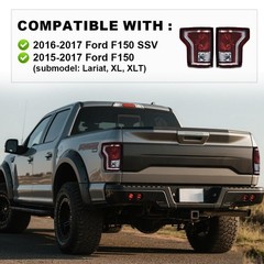 Smoky Rear Tail Light Assembly Left & Right for Ford F150 2015-2017 w/o Bulbs