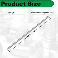 1/4-20 x 12 Fully Threaded Rod, 4PCS 1/4″-20 12 in All Threaded Rods, 304 Stainl