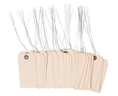 1000- 4 1/4″ x 2 1/8″ Size 4 Manila Inventory Shipping Hang Tags with Wire 13 Pt