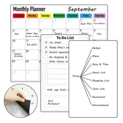 ZazzyKid Magnetic Dry Erase Calendar for Fridge: 14.6 x 11.6 inches, black