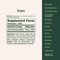 Nature’s Bounty Iron 65mg, 325 mg Ferrous Sulfate, 100 Count (Pack of 1)