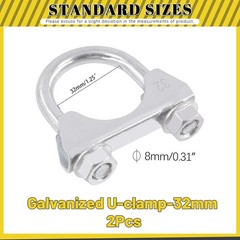 2Pcs 1-1/4″ 32mm Exhaust U Clamp Muffler U-Bolt Clamps Hanger Automotive