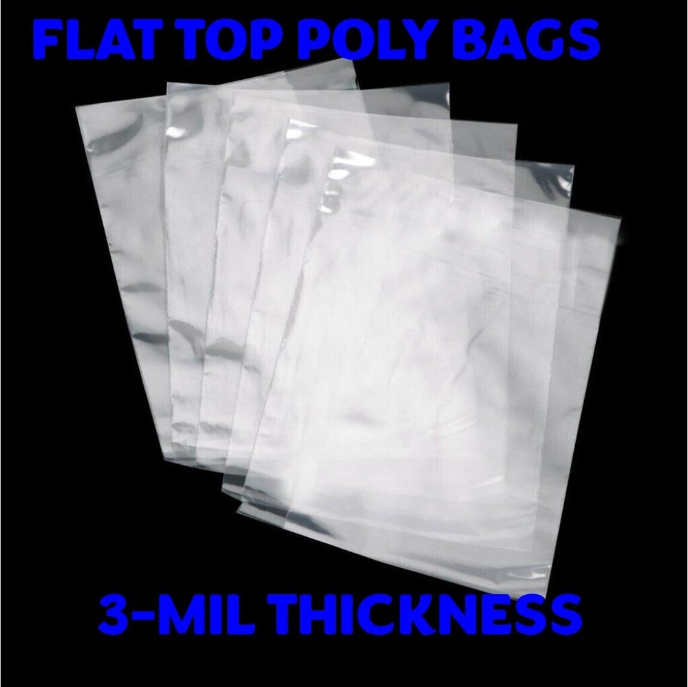 3-Mil Clear Poly Bags Flat Open Top Plastic Packaging Packing Multiple Sizes