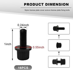 16PCS Nylon Motorcycle License Plate Screws Frame Holder Bolts & Nuts Plastic