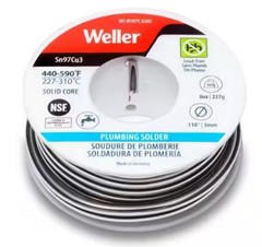 WELLER 227g/8 oz., Lead-free, Solid Core Plumbing Solder Wire, 3mm/0.118 in.
