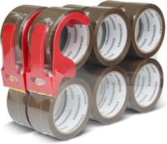 CHUANGSEED 6Pack Clear Packing Tape with Dispenser 2.7mil x 1.88″ x 55Y Heavy…