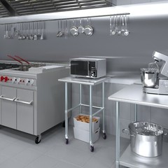 24 in. x 24 in. Stainless Steel Work Table Open Base & Wheels | Mobile Table
