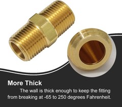 1/4 NPT Male to 1/4 NPT Male Brass Pipe Hex Nipple Straight Coupler Fitting 4PK
