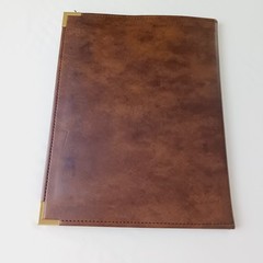 Vtg (1983) Hazel 12″x9.5″ Portfolio Binder Notepad Brass Corner Brown USA Oxford