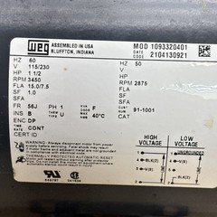 Pre Owned ADS/WEG 1093320401,Wash Pump Motor, 1 1/2 HP Fast Shipping Warranty.