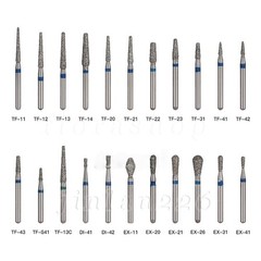 100 Types Dental FG Diamond Burs For High Speed Handpiece Friction Grip 50pcs